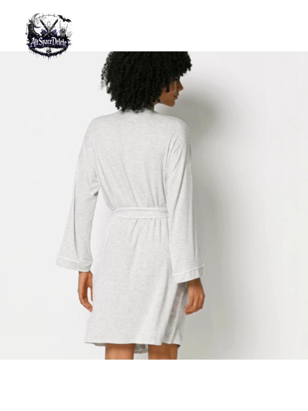 Modal Blend Long Sleeve Knee-Length Robe with Pockets - Picture 5 of 5